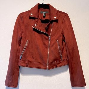 FOREVER21 Rust Suede Moto Jacket -S